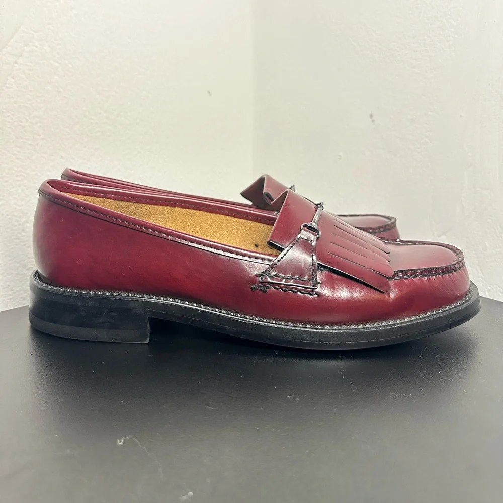 GH Bass & Co Weejuns Fringe Horsebit Loafers Dress Shoes Women’s 9.5 Burgundy - Picture 4 of 12